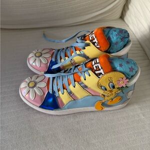 Irregular Choice Tweet Me Looney Tunes Sneakers - Pink, Blue, Yellow *BNWT*